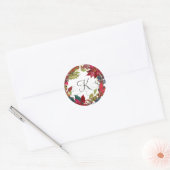 Rustic Red Poinsettia Waterverf Floral Initiaal Ronde Sticker (Envelop)
