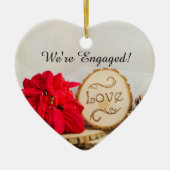 Rustic Red Poinsettia Winter Verloving Keramisch Ornament (Voorkant)