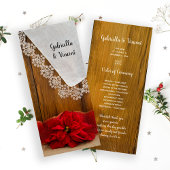 Rustic Red Poinsettia Winter Wedding Programme Programmakaart