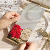 Rustic Red Poinsettia Winter Wedding Programme Programmakaart