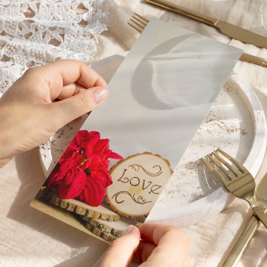 Rustic Red Poinsettia Winter Wedding Programme Programmakaart