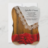 Rustic Red Poinsettia Winter Wedding Save the Date Kaart (Voorkant)