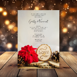 Rustic Red Poinsettia Woodland Engagement Party Kaart