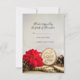 Rustic Red Poinsettia Woodland Wedding RSVP