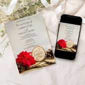 Rustic Red Poinsettia Woodland Winter Wedding Kaart