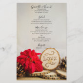 Rustic Red Poinsettia Woodland Winter Wedding Menu (Voorkant)