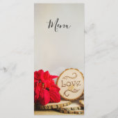 Rustic Red Poinsettia Woodland Winter Wedding Menu (Achterkant)