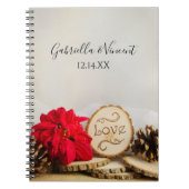Rustic Red Poinsettia Woodland Winter Wedding Notitieboek (Voorkant)