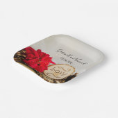 Rustic Red Poinsettia Woodland Winter Wedding Papieren Bordje (Gebogen)