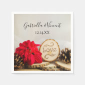 Rustic Red Poinsettia Woodland Winter Wedding Servetten (Voorkant)