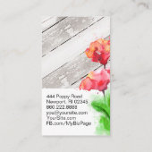 *~* Rustic Red Poppy Flowers  Hout Visitekaartje (Achterkant)