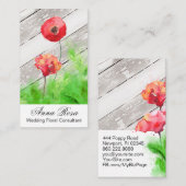 *~* Rustic Red Poppy Flowers  Hout Visitekaartje (Voorkant / Achterkant)