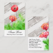 *~* Rustic Red Poppy Flowers Wood Girly Visitekaartje (Voorkant / Achterkant)