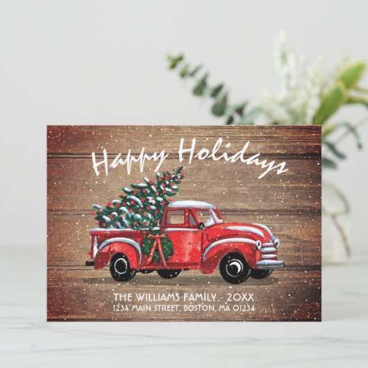 Rustic Red  Prettige feestdagen Truck Aankondiging (Staand voorkant)
