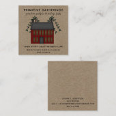 RUSTIC RED PRIMITIVE SALTBOX HOUSE COUNTRY KRAFT VIERKANTE VISITEKAARTJE (Voorkant / Achterkant)