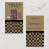 Rustic Red Primitive Saltbox House Land Visitekaartje (Voorkant / Achterkant)