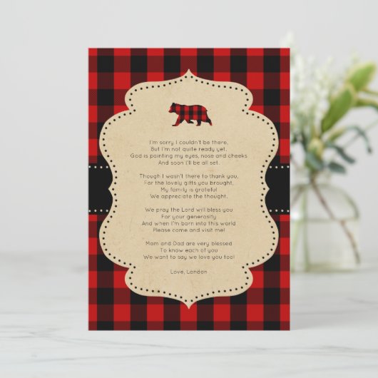 Rustic Red Pset Beer dank u voor uw gedicht Kaart (Staand voorkant)