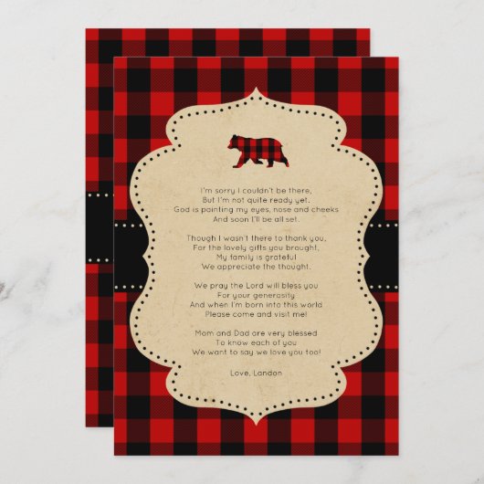 Rustic Red Pset Beer dank u voor uw gedicht Kaart (Voorkant / Achterkant)