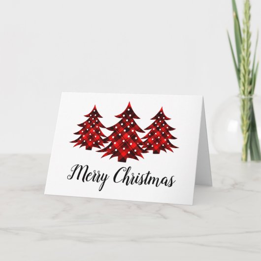 Rustic Red Pset Blank Merry kerstbomen Feestdagen Kaart (Voorkant)