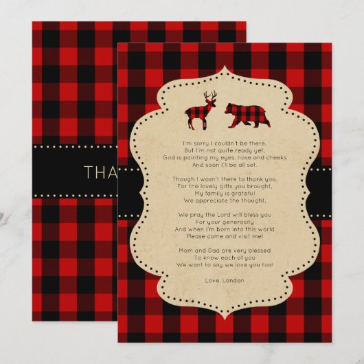 Rustic Red Pset Buck en Beer gedicht Kaart (Voorkant / Achterkant)