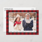 Rustic Red Pset Couple Photo Merry Kerstmis Briefkaart (Voorkant / Achterkant)