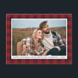 Rustic Red Pset Couple Prettige feestdagen Briefkaart<br><div class="desc">Rustic Red Buffalo Pset Couple Foto Prettige feestdagen Holiday Briefkaart</div>