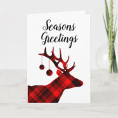 Rustic Red Pset Deer Blank Seasons Greetings Feestdagen Kaart (Voorkant)