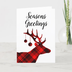 Rustic Red Pset Deer Blank Seasons Greetings Feestdagen Kaart