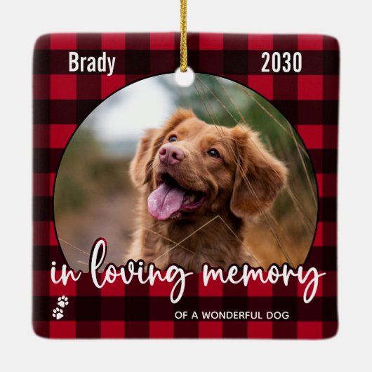 Rustic Red Pset Dog Memorial Pet Loss Keepslag Keramisch Ornament (Achterkant)