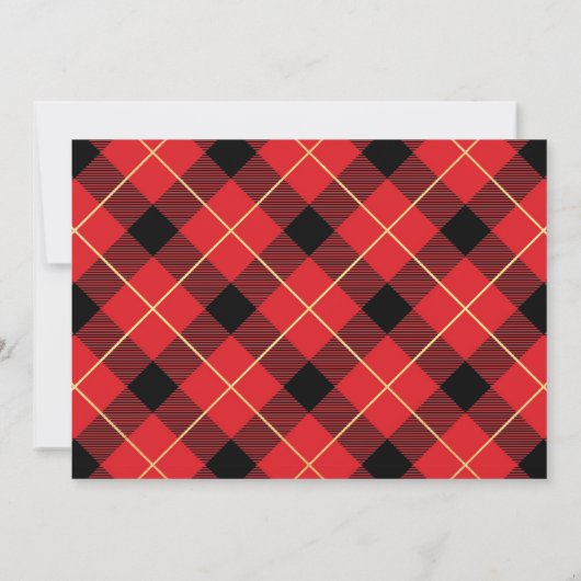 Rustic Red Pset Faux Gold 3 Kerstmis Feestdagenkaart (Achterkant)