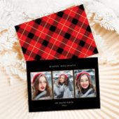 Rustic Red Pset Faux Gold 3 Kerstmis Feestdagenkaart