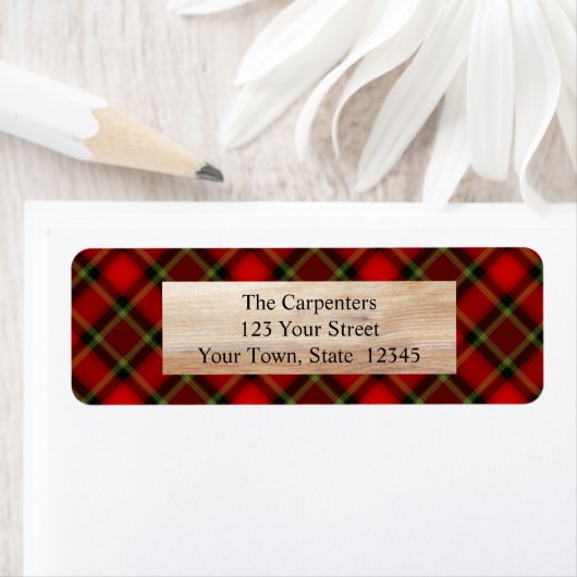 Rustic Red Pset Holiday Adresetiketten Etiket (Insitu)