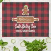 Rustic Red Pset Holiday Baking Monogramed Theedoek (Gevouwen)