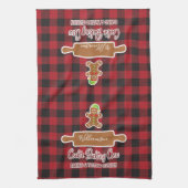 Rustic Red Pset Holiday Baking Monogramed Theedoek (Verticaal)