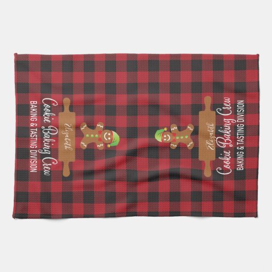 Rustic Red Pset Holiday Baking Monogramed Theedoek (Horizontaal)