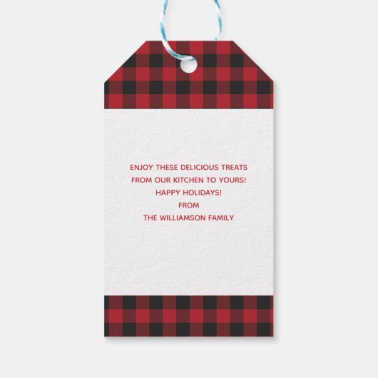 Rustic Red Pset Holiday Cookie Baking Cadeaulabel (Achterkant)