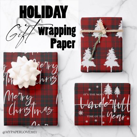 Rustic Red Pset Merry kerstcadeau Inpakpapier Vel