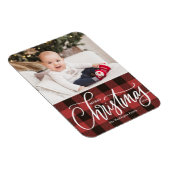 Rustic Red Pset Merry-kerstfoto Magneet (Rechterzijde)