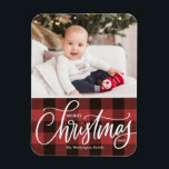Rustic Red Pset Merry-kerstfoto Magneet<br><div class="desc">vrolijk kerstfeest! Breng een vleugje vakantiejuichen naar uw huis met onze Photo Christmas Magnet! Perfect voor het weergeven van gekoesterde herinneringen, deze magneet stelt u in staat om het te personaliseren met uw favoriete feestelijke foto, waardoor het een unieke toevoeging is aan uw vakantiedecor. Een ideaal cadeau voor familie en...</div>
