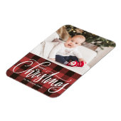 Rustic Red Pset Merry-kerstfoto Magneet (Linkerzijde)