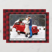 Rustic Red Pset met kerstcadeaufoto Feestdagenkaart (Voorkant / Achterkant)