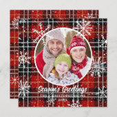 Rustic Red Pset Snowflakes Custom Greeting Feestdagenkaart (Voorkant / Achterkant)