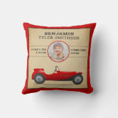  Rustic Red Race Baby Foto geboorte Stats Kussen (Achterkant)