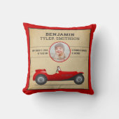  Rustic Red Race Baby Foto geboorte Stats Kussen (Voorkant)
