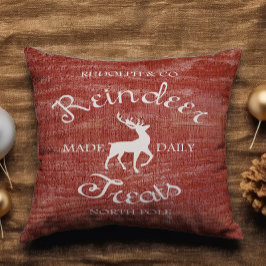 Rustic Red Reindeer Treat kerstnaam toevoegen Kussen