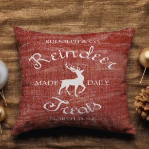 Rustic Red Reindeer Treat kerstnaam toevoegen Kussen