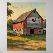 Rustic Red Rooster Barn Digitaal Poster (Voorkant)
