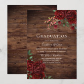 Rustic Red Rose Romantic Floral Gradual Party Kaart (Voorkant / Achterkant)