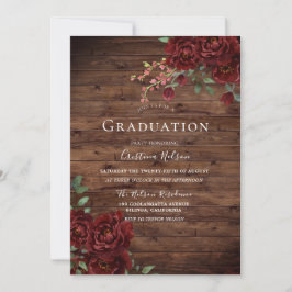 Rustic Red Rose Romantic Floral Gradual Party Kaart
