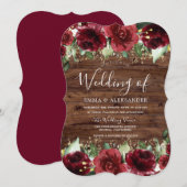 Rustic Red Roses Country Floral Wedding Kaart (Voorkant / Achterkant)